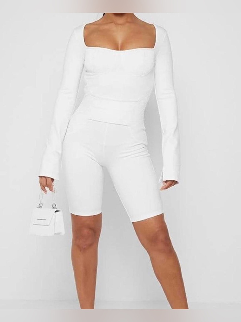 ⚪️ Maniere De Voir Pleated Bandage Playsuit White⚪️